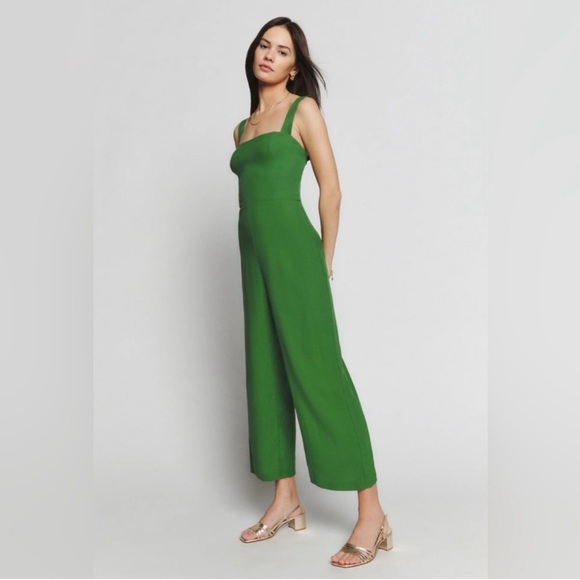 Reformation Pants - Reformation Alva palm green jumpsuit size 12